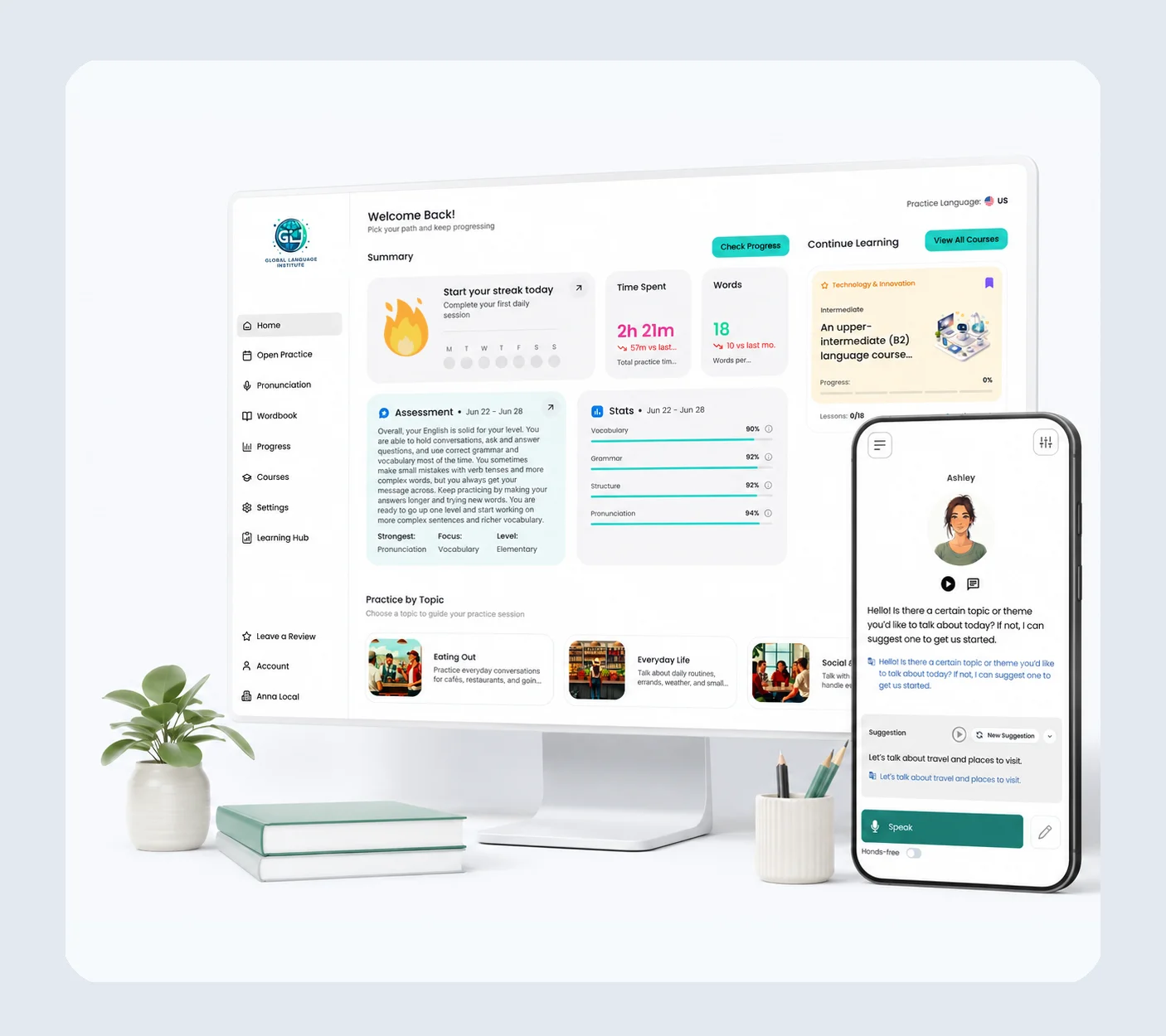 Talkio white-labeled as an online school's own platform